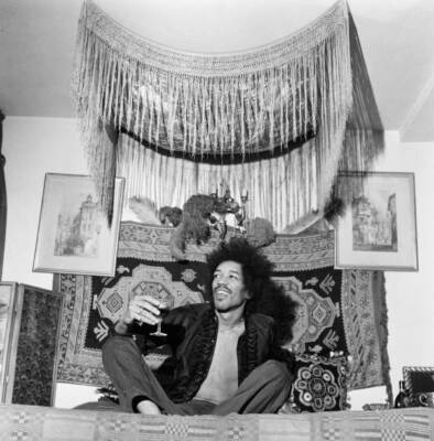 Jimi Hendrix pictured in his Mayfair flat 7th January 1969 Old Photo