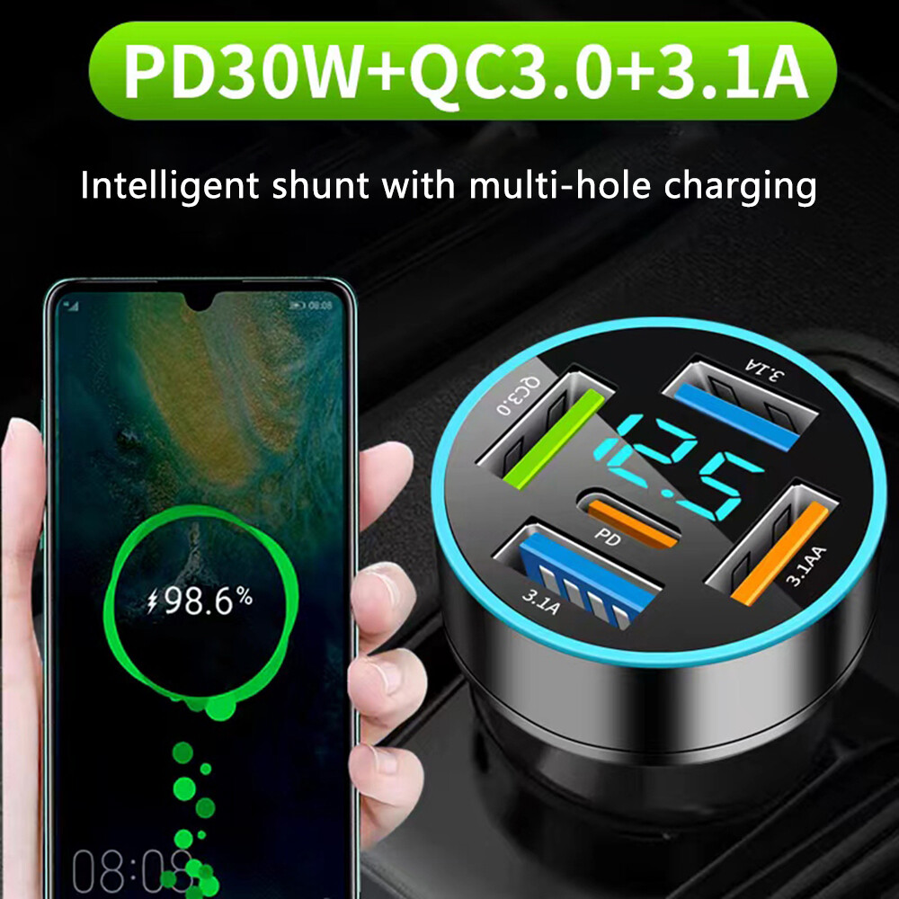 5 USB Port Super Fast Car Charger Adapter For iPhone Samsung Android Cell Phone
