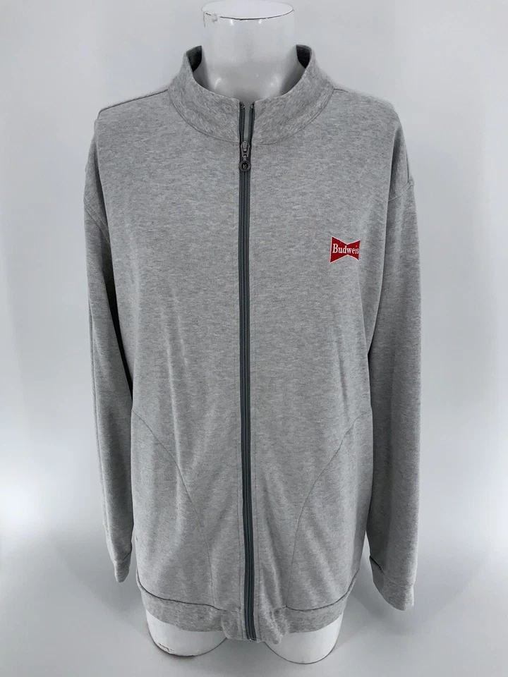 Chaqueta de golf Budweiser Link Soul para hombre XXL gris cremallera completa puntada logotipo YGI Y3-77 Foto 2 de 4