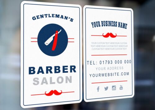 Gentelmen's Barber Salon Sign Pack Win Large Self Adhesive Window Shop Sign 3214 - Picture 1 of 2