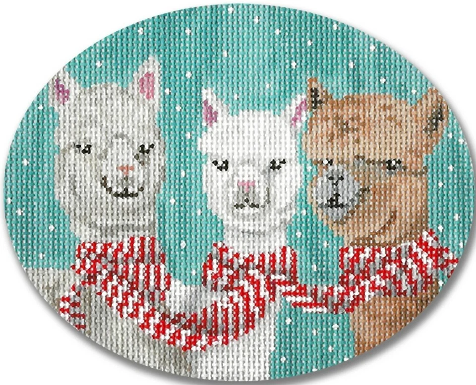 Needlepoint Handpainted Christmas CBK Llamas with Scarves 5x4 - Image 4 of 4