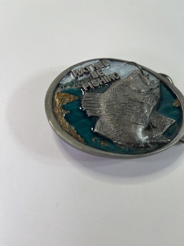 C&J 1988 BIG BASS FISH Hand Painted “RATHER BE FISHING” Belt Buckle. Made In USA - Picture 4 of 10