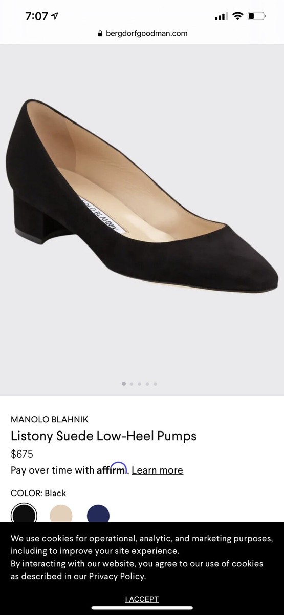 靴 MANOLO BLAHNIK LISTONY 36 Manolo Blahnik Listony Suede Low-Heel Pumps - Black Size 36