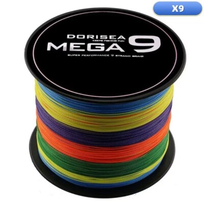Dorisea Mega 9 Brins 100m-2000m Multicolore PE Tressé Pêche Ligne Rond Tresse X9 - Photo 1/4