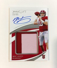 MAC JONES 2021 PANINI IMMACULATE COLLEGIATE ROOKIE PATCH AUTO--RPA 53/99-ON CARD