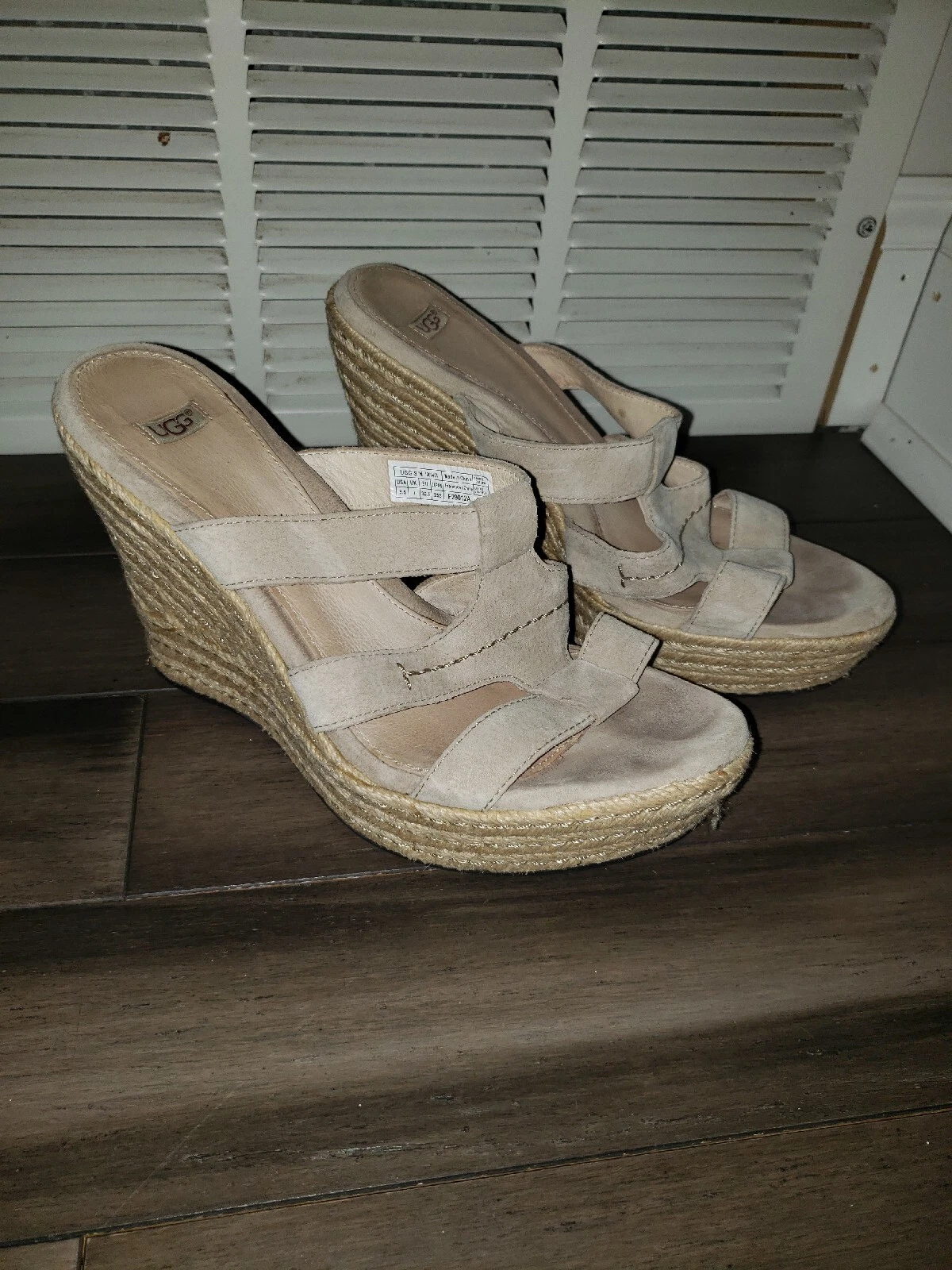 Sandali UGG Tawnie zeppa taglia 8 5 US plateau espadrilla iuta sabbia 1000404