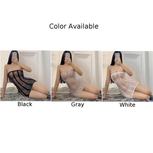 Women Sexy Strapless Bobydoll See Through Bodycon Sheer Tube Dress Clubwear - Picture 4 of 21