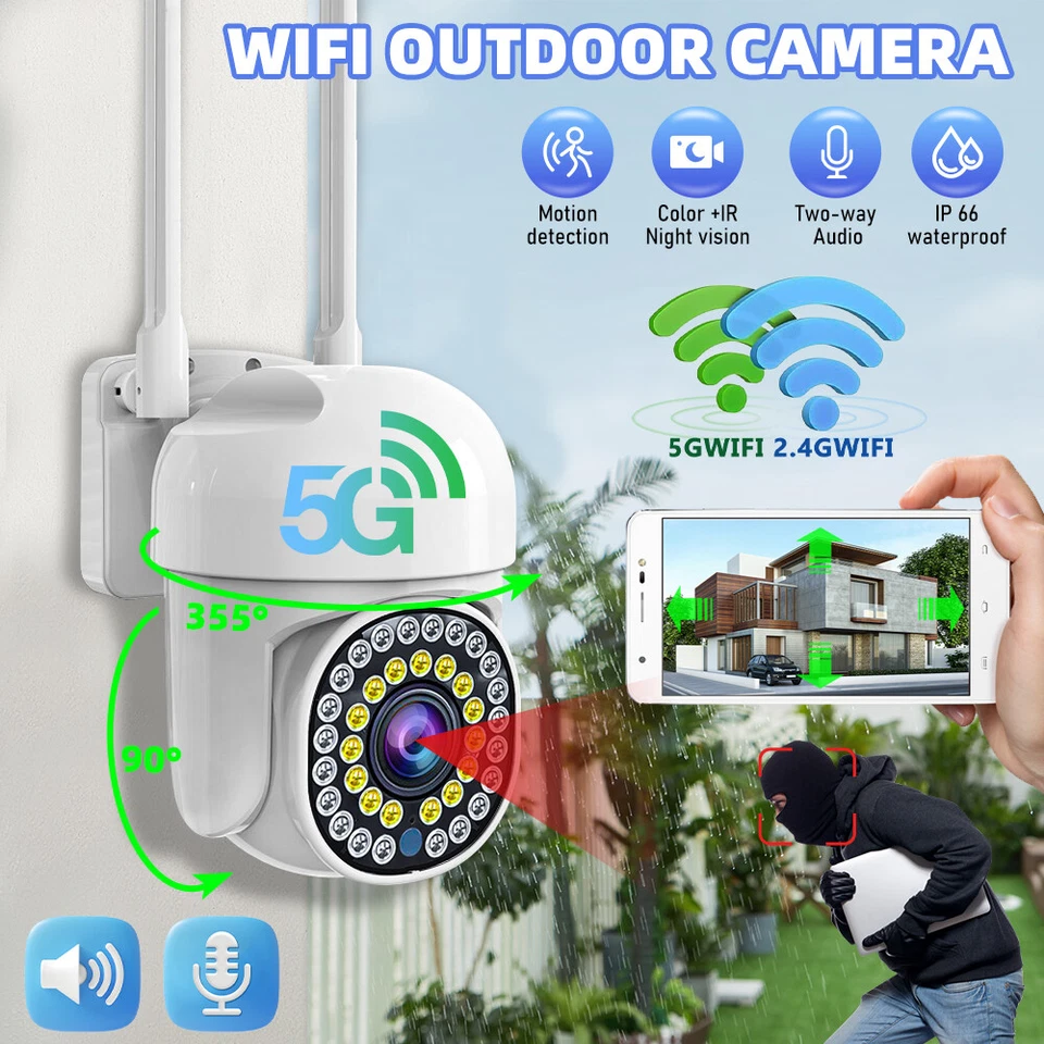 4x Wireless Security Camera System Smart Outdoor 5G Wifi Night Vision Cam 1080P - Image 2 of 4