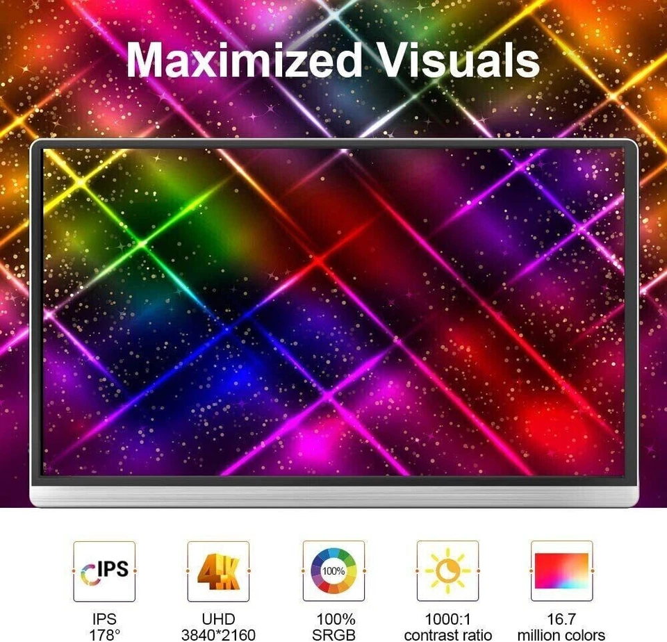 Portable Monitor 4K, UPERFECT 15,6 Zoll Tragbarer Monitor 3840 x 2160 UHD  - Bild 2 von 4