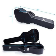 41" Flat Surface Protable Black Hard Shell Acoustic Guitar w/ Silver Hardware