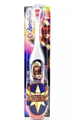 Captain Marvel Kids Spinbrush Powered Electric Toothbrush ARM & HAMMER Seal New