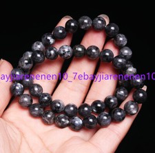 Natural 2 Pcs 8mm Black Labradorite Gemstone Round Beads Elastic Bracelets 7.5in