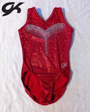 COMPETITION GK Elite gymnastics Leotard Medium USA Olympic Replica RHINESTONES