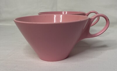 Pink Coffee Cups Melamine Vintage Set Of 2 1960s Picnic Flamingo Pink | eBay
