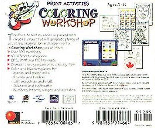 Print Activities: Coloring Workshop (Ages 5-8) (CD, 1998) PC/Mac - NEW in SLEEVE - Image 3 of 3