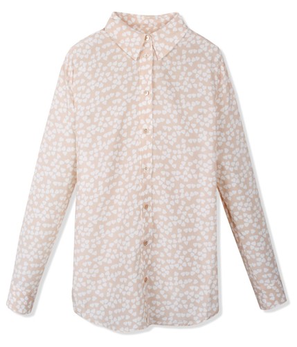 Equipment Reese Clean Silk Heart-Print Blouse Nude/Bright White S Nwt $268 - Picture 4 of 8