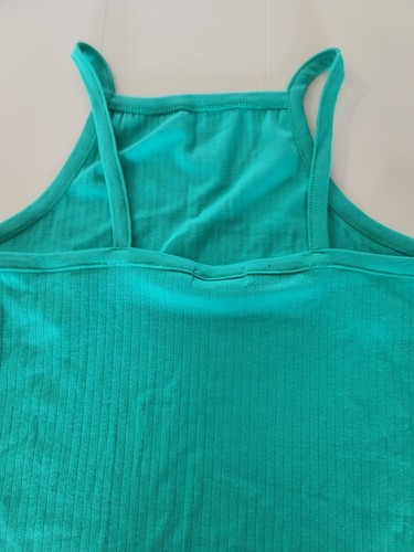 Camiseta para mujer verde agua verde sin mangas mediana y XL extra grande acanalada recortada - Imagen 10 de 11