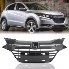 Fit 2016 2017 2018 Honda HR-V HRV Front Upper Black Grille Grill W/Chrome Trim