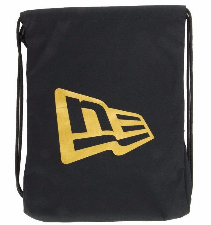 New Era Black & Gold Drawstring Backpack Cinch Gym Back Sack 