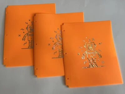 Pen + Gear - 3 pack - Two Pocket Poly Folder Orange W/reflective Sil ver Robot - Image 1 of 4