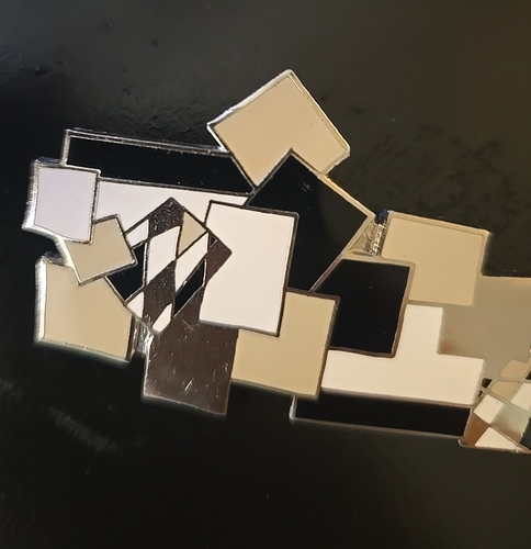 Brooch Beppe Caturegli for Acme Enamel Geometric Designer Pin Y2K Black Tan - Picture 3 of 7