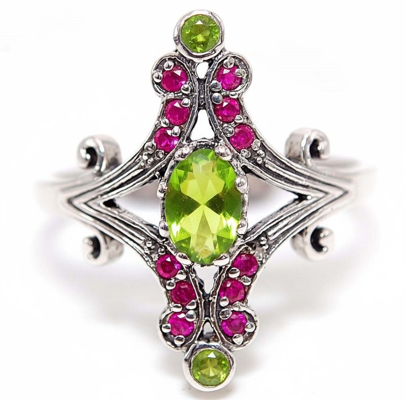 1CT Peridot 925 Solid Sterling Silver Vintage Style Ring Jewelry Sz 8 PC12-6