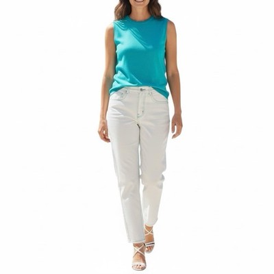 Loro Piana White 5 Pocket Jeans With Aqua Blue Threading Accents Sz 8 IT42