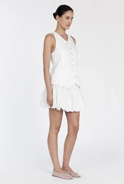 DISSH WHITE LINEN MINI SKIRT Size 6 Bubble Skirt  Summer Holiday minimalist
