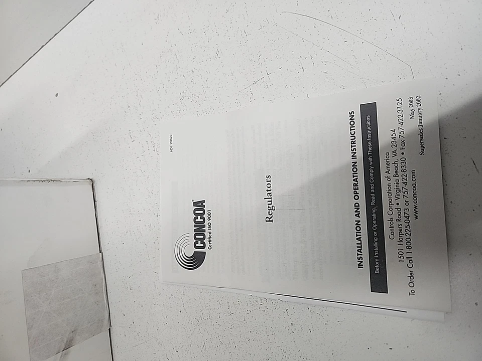 Regulador de gas Concoa 4223331-01-000, sellado, de una sola etapa, acero inoxidable *NOS* Foto 4 de 4