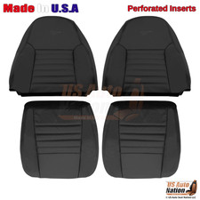 1999-2004 Fits Ford Mustang Gt Leather Perforated Front Seat Covers Charcoal