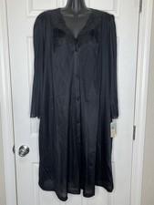 Vassarette Womens SZ 2X Vintage 2 Pc Set Peignoir Robe Night Gown Black Lace NWT
