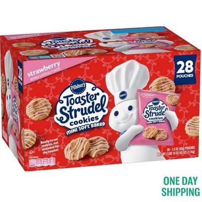 Pillsbury Soft Baked Mini Strawberry Toaster Strudel Cookies 1.5 oz 28 pk