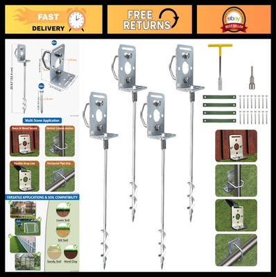Heavy Duty 18-Inch Ground Anchors Kit, 4 Pack with L Brackets & Tie-Down Straps
