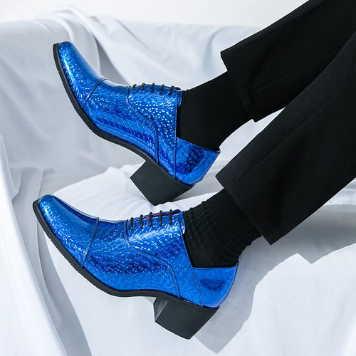 Thick Soled High-heeled Men's Leather Shoes Fashion Casual Height Increase Shoes - Picture 17 of 25