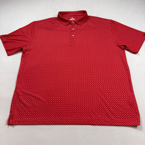 Iron Oak Apparel Co Mens 3XL Red Geometric Diamond Print Performance Polo Shirt