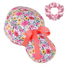Satin Lined Scrub Cap For Women Ponytail Holder Buttons Adjustable Nurse