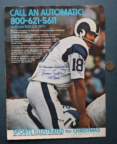 Los Angeles Rams QB Roman Gabriel Signed / Autographed 1960-70s ad with quote --