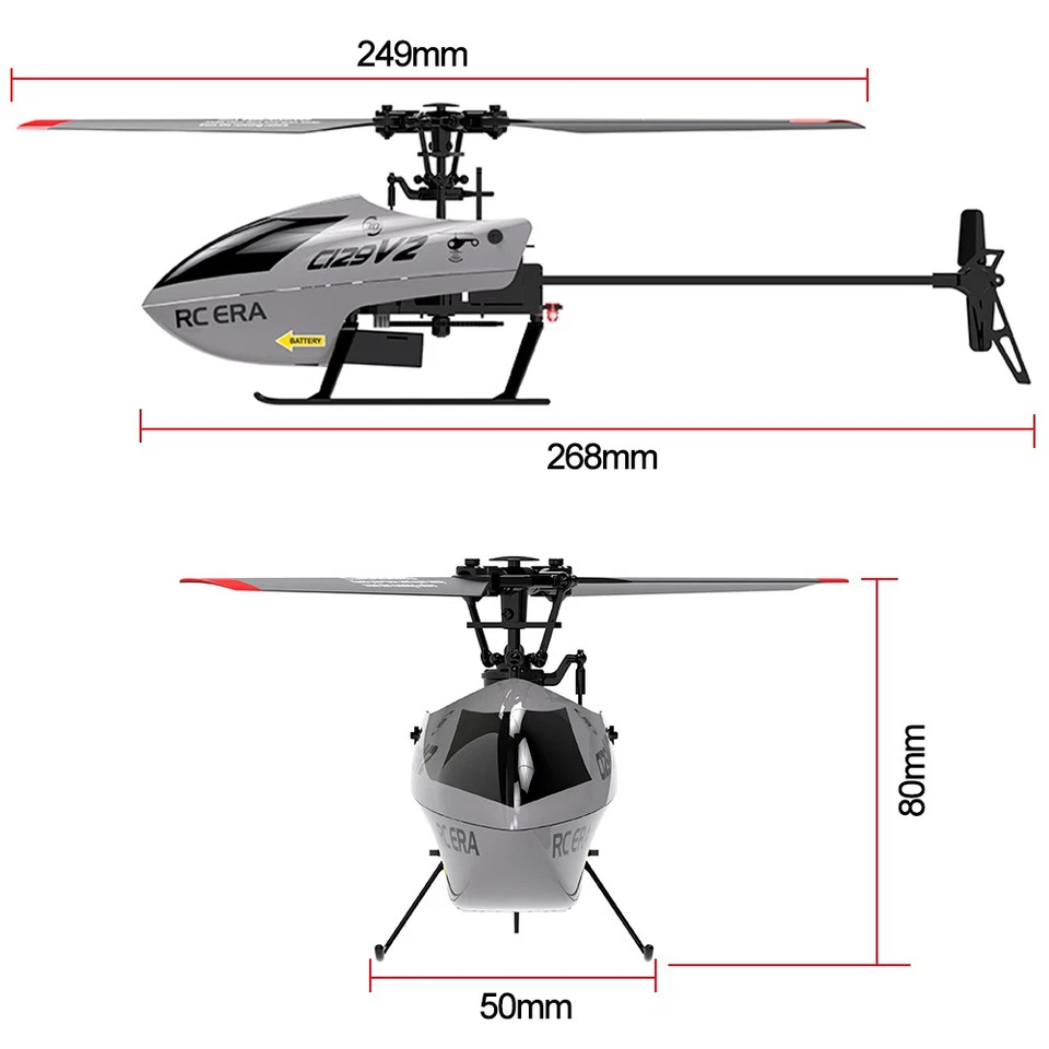 RC ERA C129V2 RC Helicopter 2.4G 4CH 6-Aixs Gyro 3D Aerobatic Single Blade RTF - Image 4 of 4