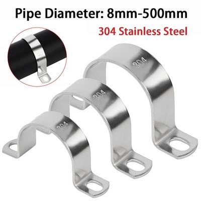 Stainless Steel Plumbing Pipe Tube Saddle Clip Bracket U Shaped Clamp 8mm-500mm