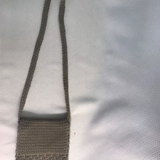 Crochet Crossbody Shoulder Bag Purse with zipper closure and flap Taupe, Gray