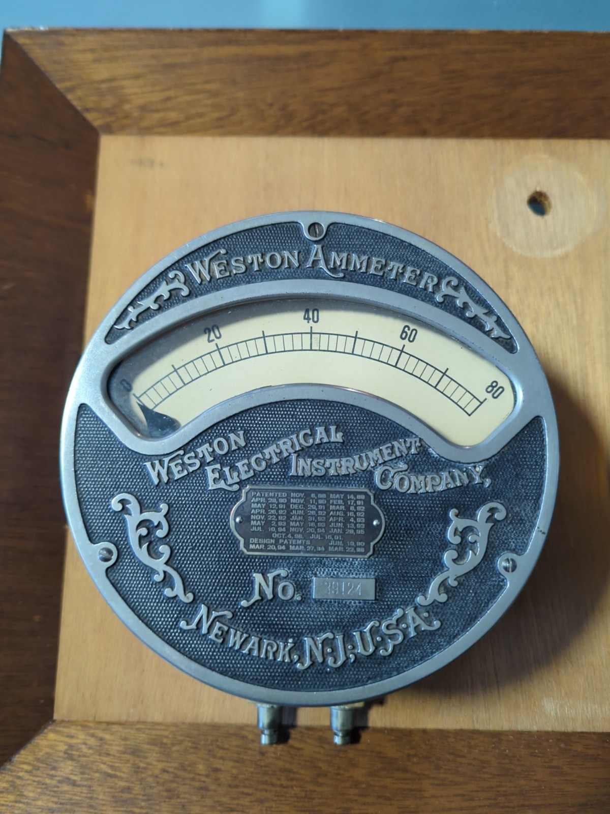  Vintage Weston Electrical Co. Ammeter Newark NJ & Norton Voltmeter Mounted 