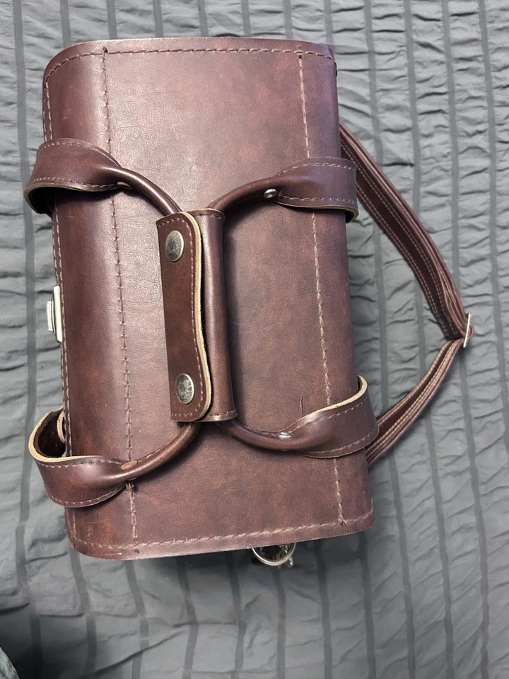 Estuche de cuero duro vintage con compartimento para cámara marrón con asas defectos Foto 3 de 4