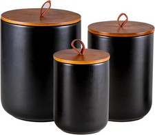 Ceramic Canister Set 30 oz 48 oz 82 oz – Black Ceramic Jar Set W/ Airtight