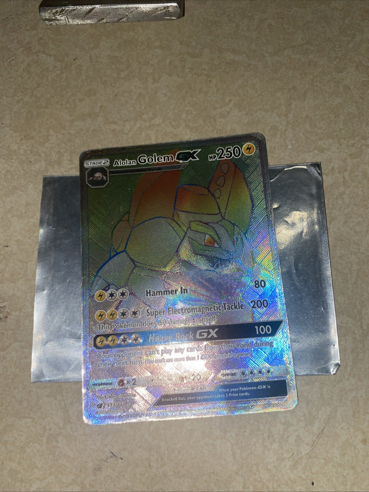 Alolan Golem GX (Secret) Secret Rare SM - Crimson Invasion 113/111 NM