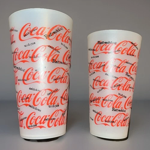 2 Vintage 1998 Coca-Cola Plastic Thermo-Serv Tumbler Cups Soda Pop