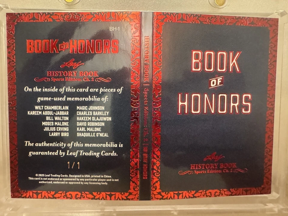 1/1 - 12 GAME USED GOAT JERSEYS!! 2025 Leaf History Red Book Of Honors Ch.2 BH-1 - Image 2 of 4