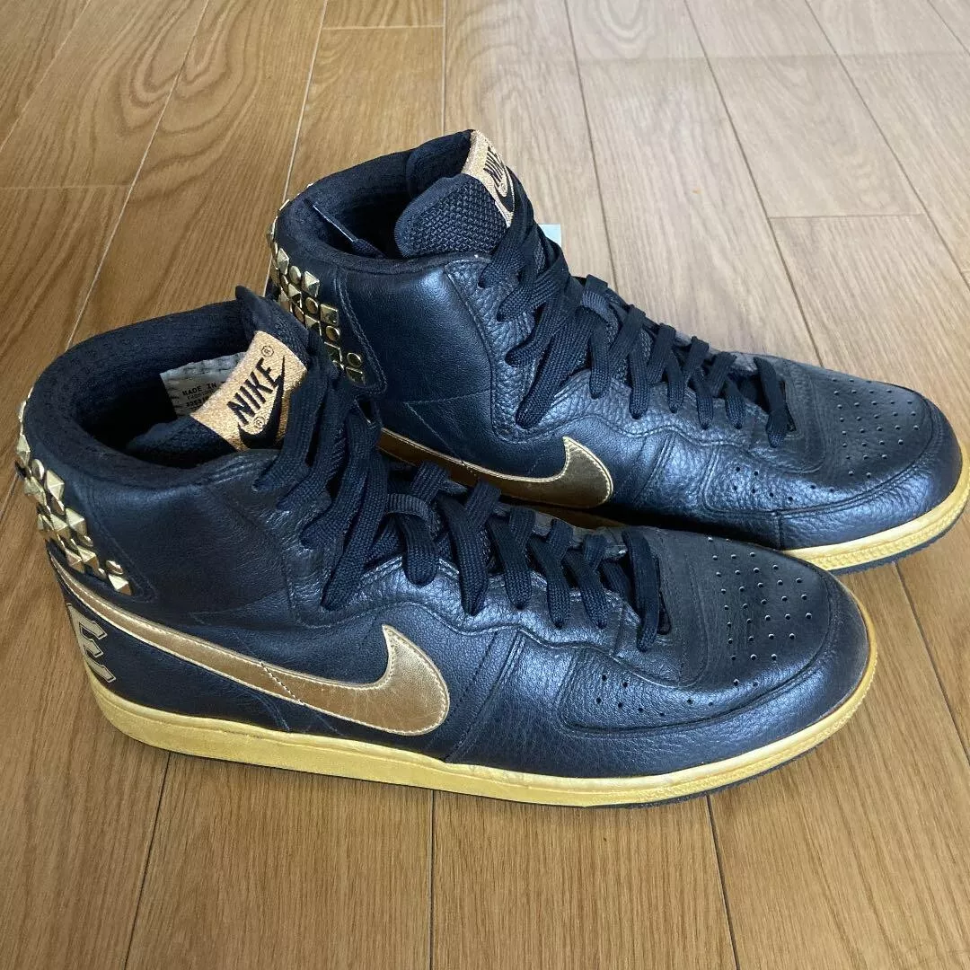 NIKE TERMINATOR HIGH SUPREME ROCK 'N' ROLL STUDS BLACK GOLD 325319 071 sz 10 New