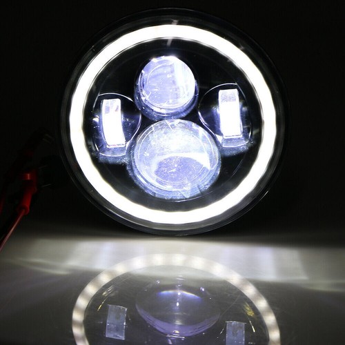 Universal E-Geprüft 7'' LED Motorrad Scheinwerfer DRL Halo Angle Eyes Projektor - Bild 7 von 10