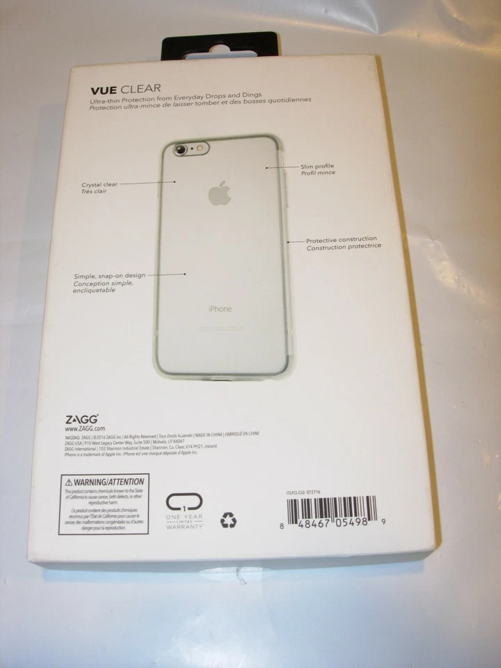 NEW NIB iFrogz Vue Clear Apple iPhone Phone Case 6 PLUS 6s PLUS 7 PLUS COVER - Image 2 of 3