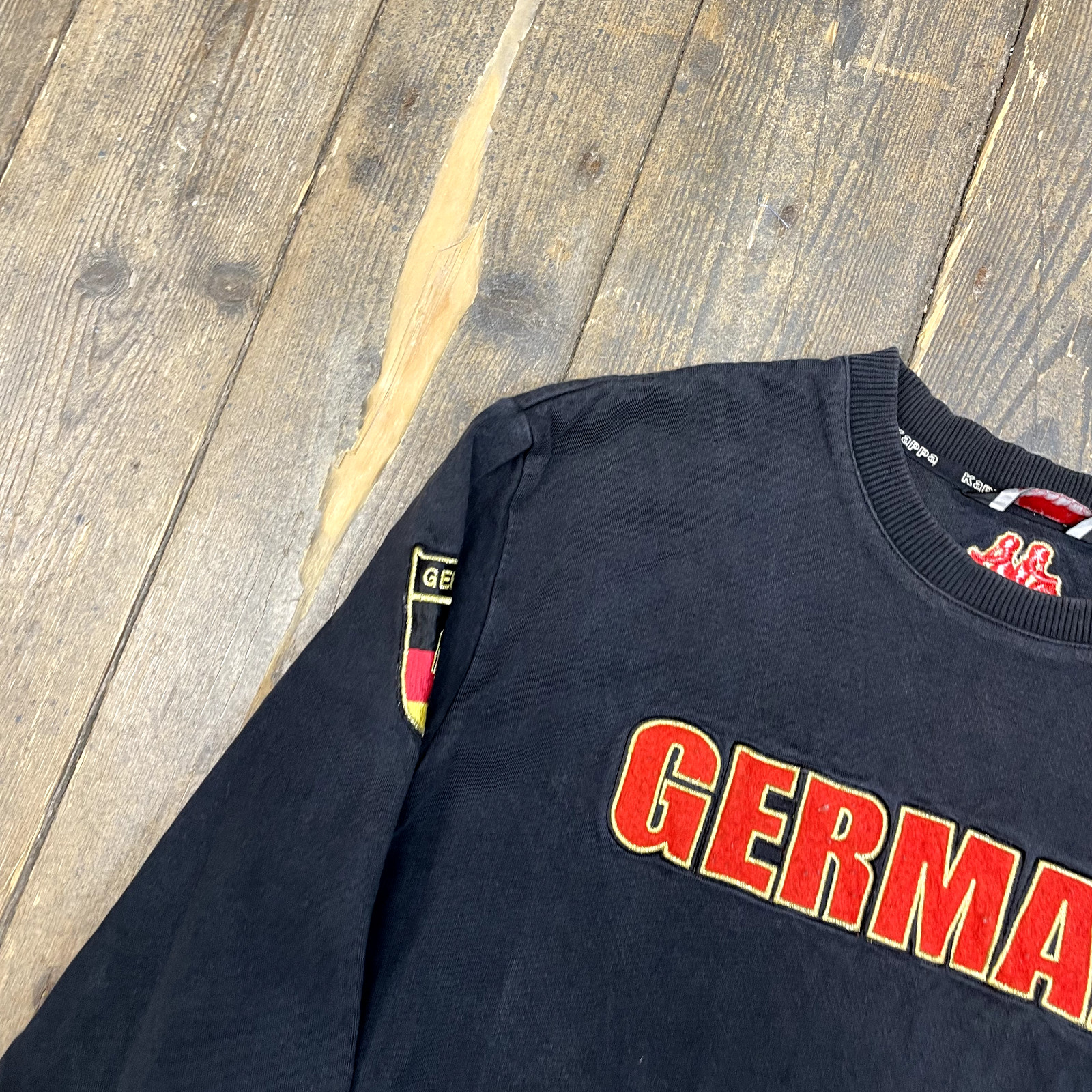 Kappa Sweatshirt 90's Germany Spellout Crew Neck Sports Sweater Black Mens XL image 7